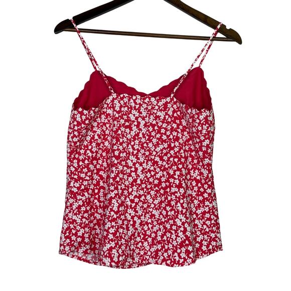 J. Crew Floral Sleeveless Scalloped Neck Back Cami Adjustable Straps Top 0 Red - Picture 4 of 15